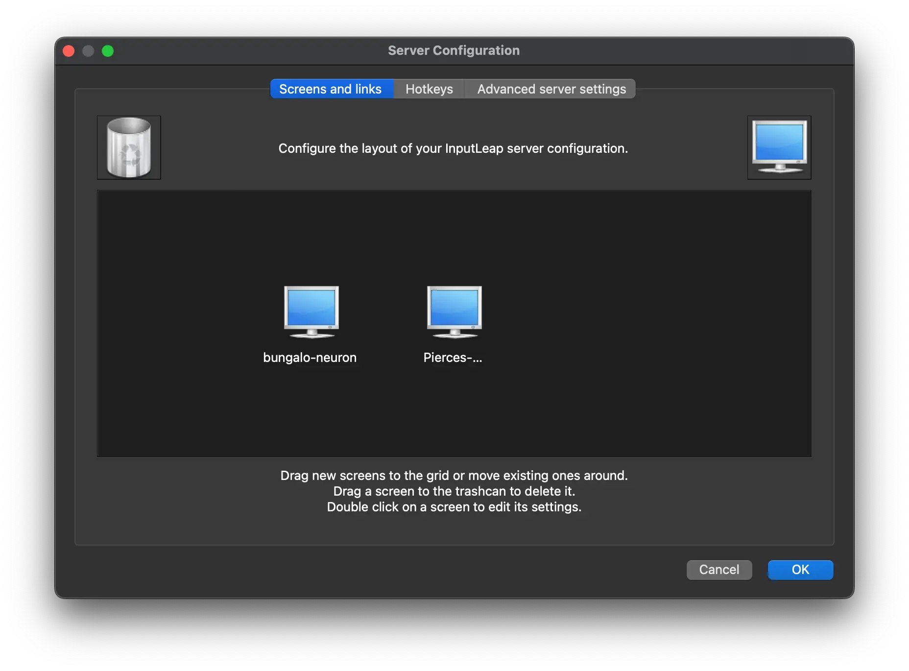 Screenshots of complete server view