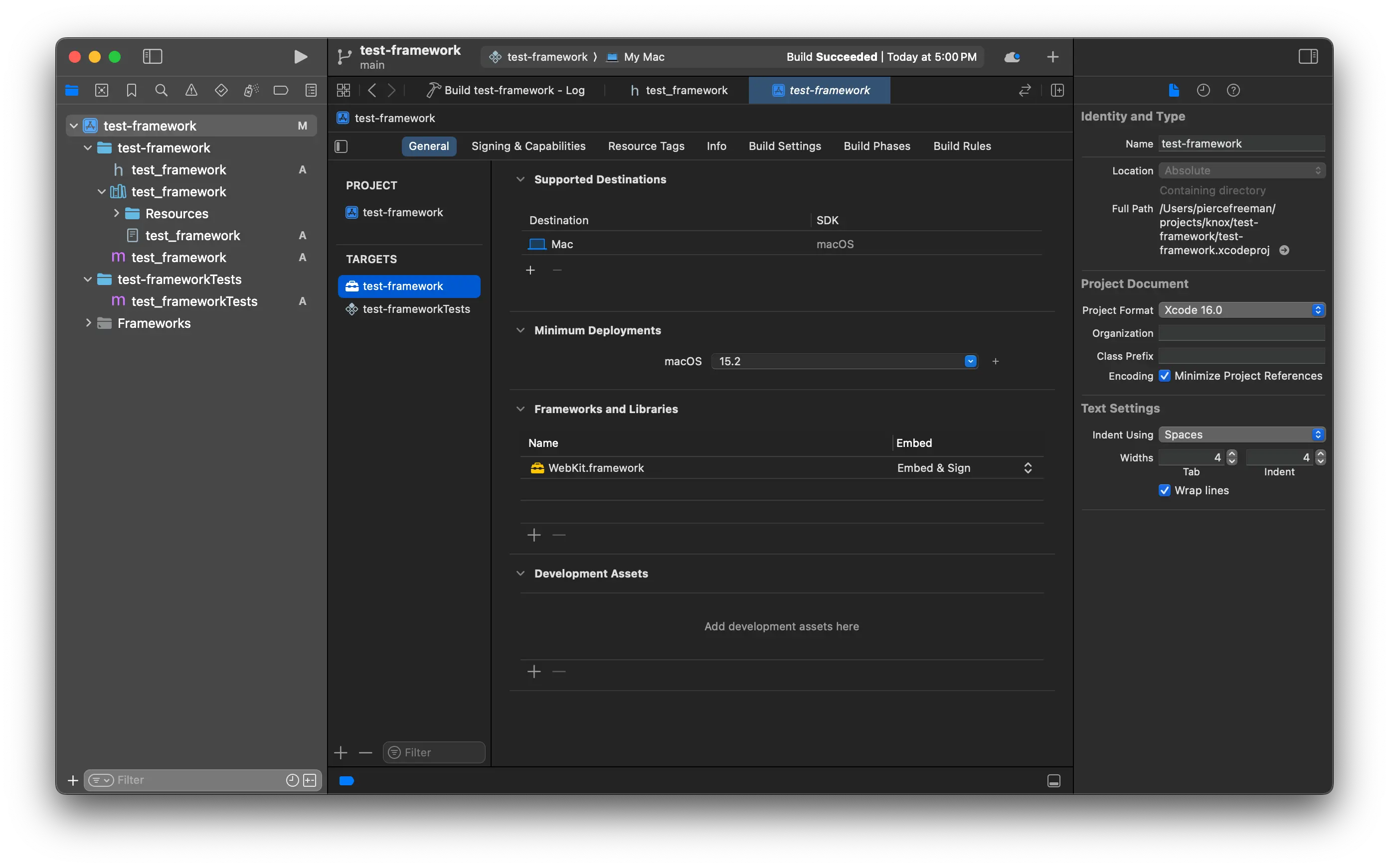Screenshot of project details