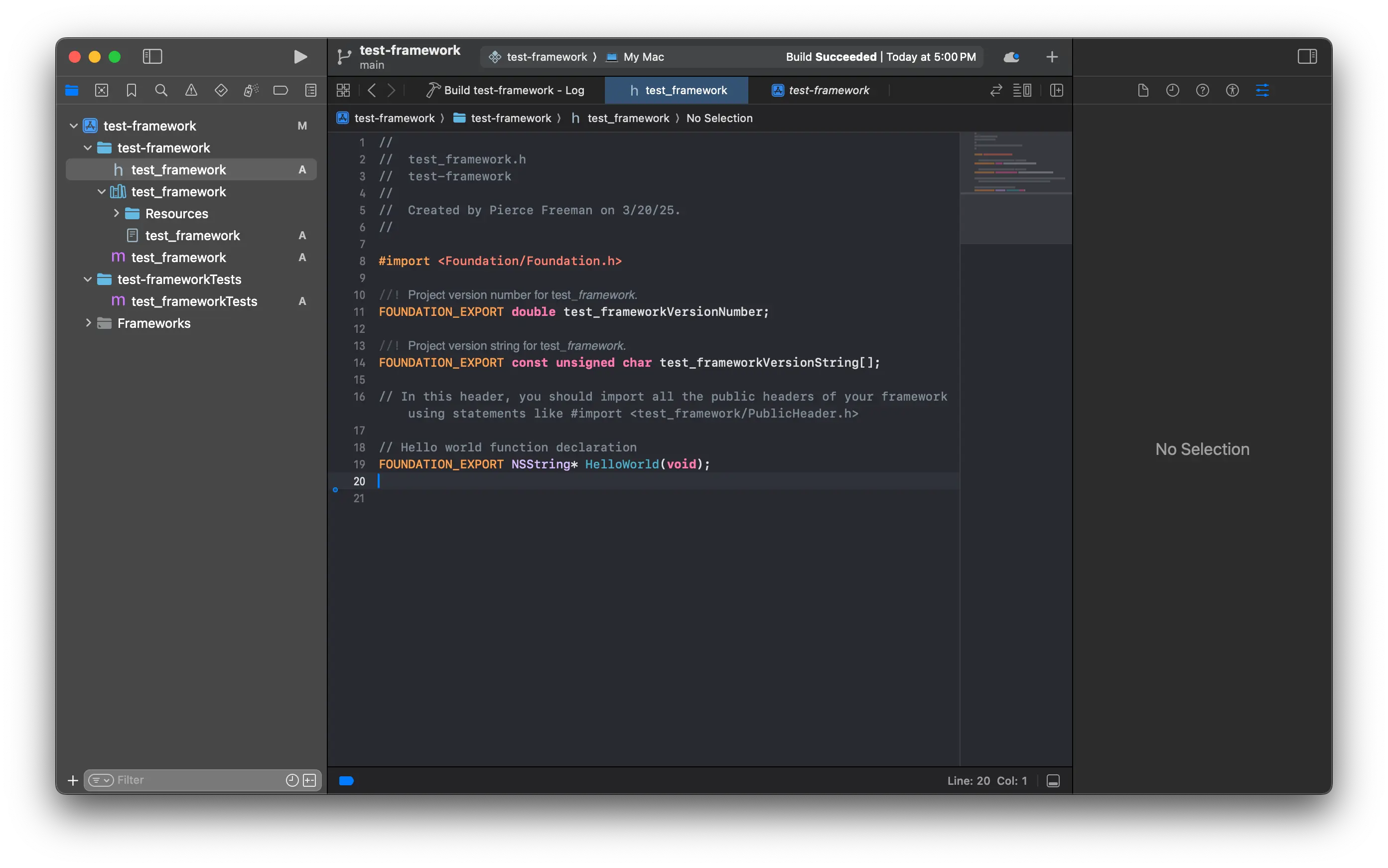 Screenshot of header file